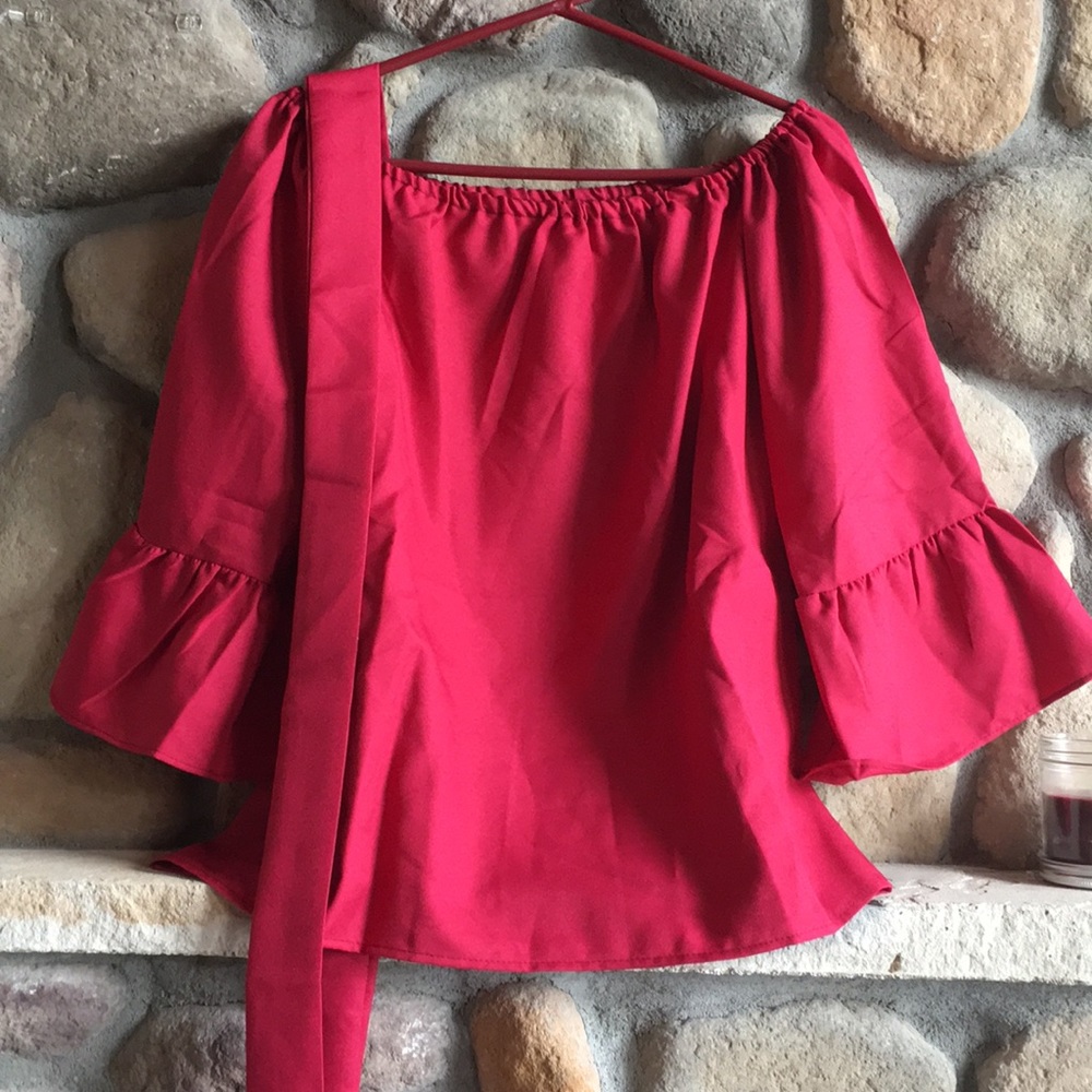Off shoulder red blouse